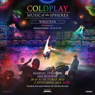 2x Coldplay Melbourne Concert Tickets -  A Reserve Seated - 2 November 2024 • $1900