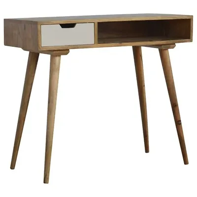 Desk Console Hall Table Dressing Table White Oakish Retro Nordic Danish Style • £309