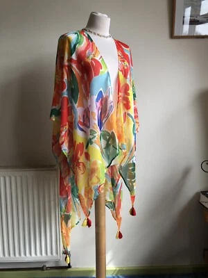 £25.99 • Buy ECHO Light Weight Sheer Colourful Beach Kaftan Cover-up Wrap. One Size. Festival