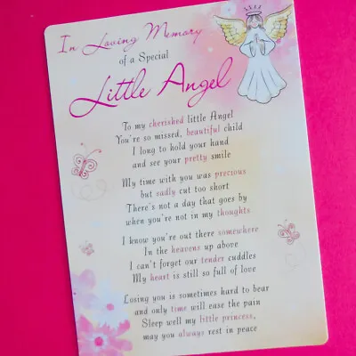 Special Little Angle Graveside Memorial Card Verse Grave Poem Child Girl Baby • £2.95