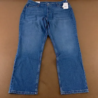 H&M Women's Size 20 Curvy Fit Medium Wash Denim High Waist Straight Jeans NWT • $21.46