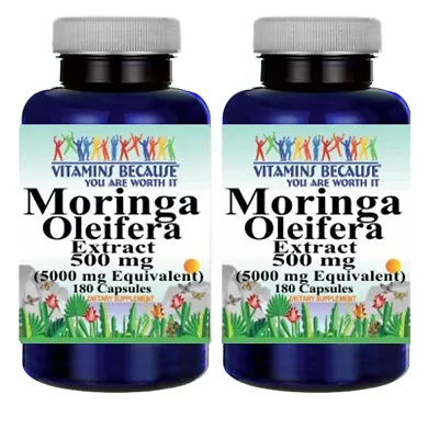 Moringa Oleifera Extract 5000mg - 2X180 Capsules By Vitamins Because • $32.66