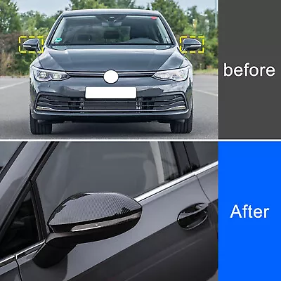 For VW Golf MK8 GTI/R 2022 2023 Rear View Mirror Cover Trim Carbon Fiber Parts  • $43.06