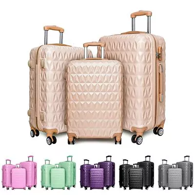 Hard Shell PC+ABS Cabin Suitcase 4 Wheel Travel Luggage Trolley Lightweight Case • £24.99