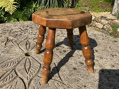 Antique Vintage Small Rustic Country Milking Stool Stand Farmhouse Victorian Ash • £37