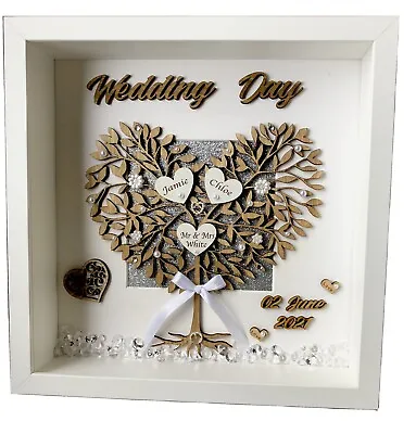 Personalised 3D Box Frame Wedding Day  Gift Unique Keepsake Home Art Decor • £28.99