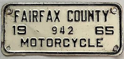 $99.99 • Buy 1965 Fairfax County, Va, Virginia Motorcycle License Plate Topper City Tax Steel