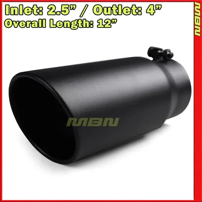Black 12 Inch 2.5 Inlet 4 Outlet Stainless Truck 202830 Bolt On Exhaust Tip • $38.49