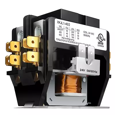 Hvac Contactor 40 Amp Double Pole / 2 Pole Contactor 24v Coil Hn51kc024 Repla  • $19.99