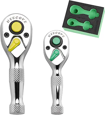 UYECOVE Ratchet Set 2Pcs-1/4 Drive Ratchet 3/8  Drive Ratchet Mini Ratchet Set • $24.77