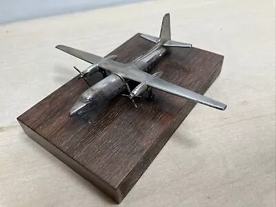 Small Vintage Metal Airplane On Wooden Stand Ornament  • £9.15