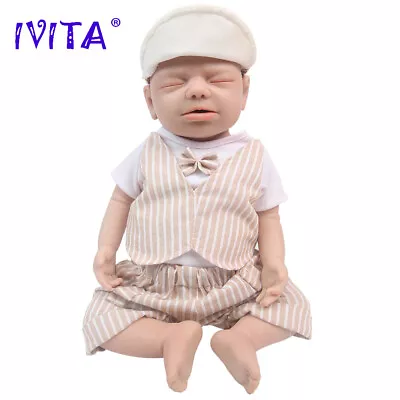 IVITA 19'' Handmade Sleeping Baby Mouth Open Boy Lifelike Silicone Reborn Doll • $166.60