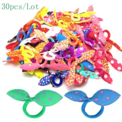 £3.99 • Buy 30 Quality Colourful Hair Bands Elastics Bobbles Bunny Girls School Ponies Ties