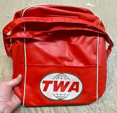 Vintage TWA Airlines Small Vinyl Red Carry On Bag 13  X 12  1950's? • $39.90