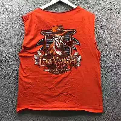 Harley Davidson Las Vegas Nevada Sleeveless Shirt Men's Large L Cut Off Orange • $9.99