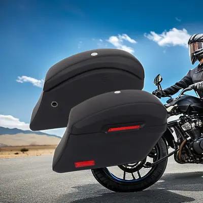 Motorcycle Luggage Hard Bags Saddlebags For Yamaha Kawasaki Honda Classic Black • $302.14