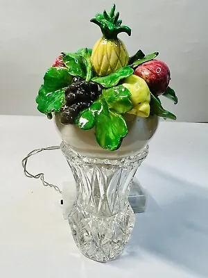 Capodimonte Fruit Backed Night Light With Crystal Stand Battery Operated 6” • $32.54