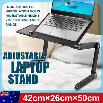 Laptop Stand / Desk-Portable Folding Aluminium Ergonomic Adjustable Height Black • $21.95