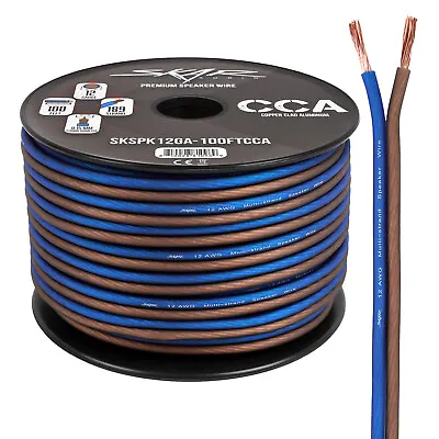 Skar Audio 12 Gauge CCA Car Audio Speaker Wire - 100 Feet (Matte Brown/Blue) • $25.49