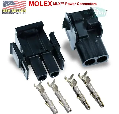 Molex (2-Pin) Black 11A~20A W/14-20 AWG Wire Connector - 2.13mm MLX™ (1 Set)  • $7.49