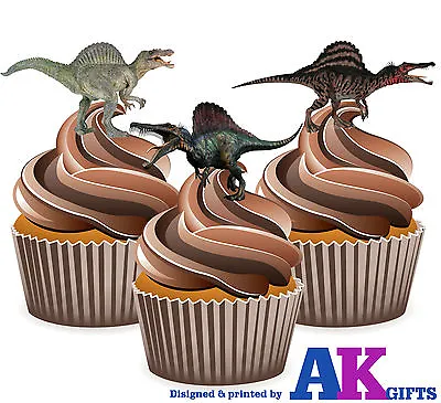  PRECUT Dinosaur Spinosaurus 12 Edible Cupcake Toppers Decoration Birthday Party • £3.99