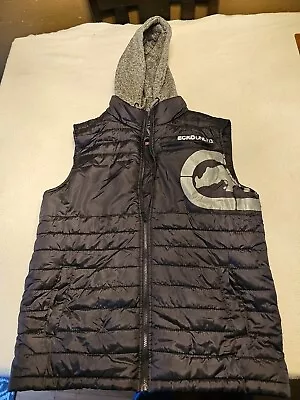 Ecko Unlimited Men's Size M Gray & Black Hooded Puffer Vest Rhino Design • $20