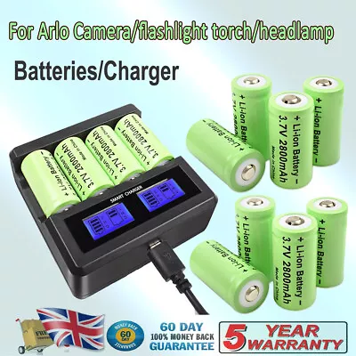 16340 CR123A CR123 3.7V 2800mAh Rechargeable Li-ion Battery / Charger For Arlo • £89.99