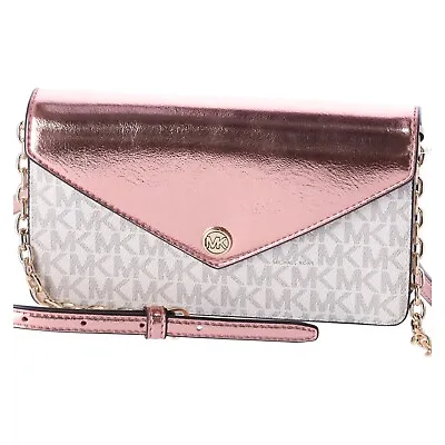 Michael Kors Jet Set Travel Small Signature Clutch Crossbody Vanilla Primrose • $59.99