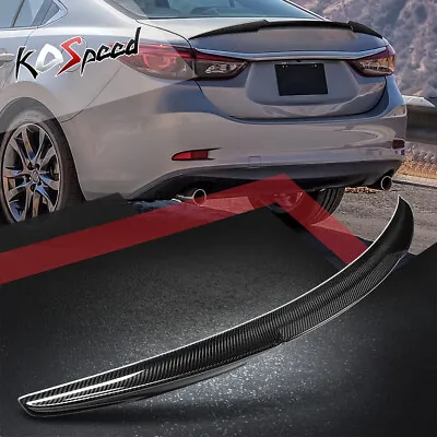 Carbon Fiber V-Style Duckbill Rear Trunk Lid Spoiler Wing Lip For 14-21 Mazda 6 • $139.98