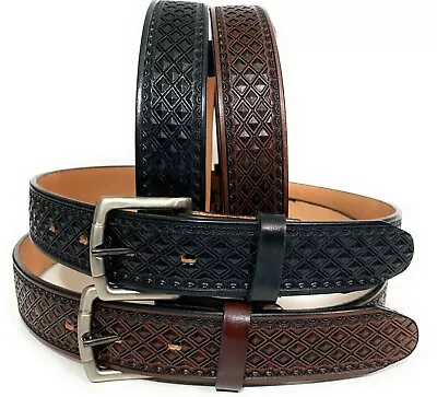 Men's Heavy Duty Genuine Leather Belt Uniform Style Work Or Casual Belt • $22.99