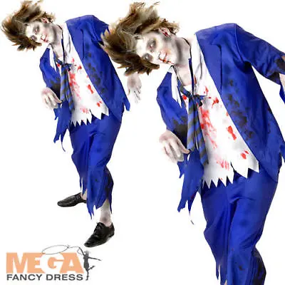 £9.99 • Buy Zombie School Boy Mens Halloween Fancy Dress Undead Gory Adults Costume Outfit