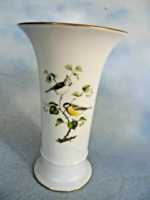 Vintage Kaiser Flower Vase Tirol Birds Gold Trim Sleek Design W. Germany • $19.99