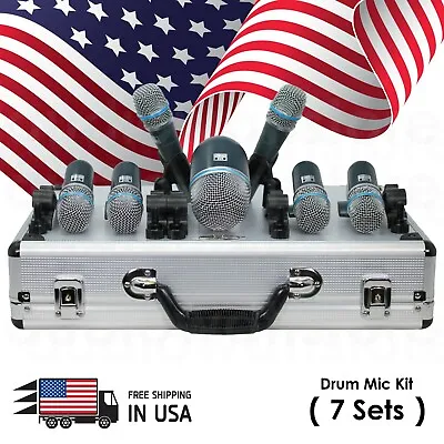 EMB DK9 Drum Set 7 Piece Professional Wired Microphone Mic Kit W/ Mounting Kit • $219.99