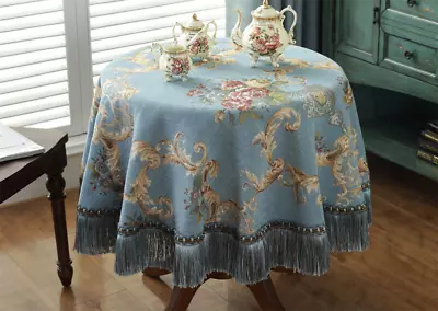 Dustproof Tassel Table Cloth Tablecloth Round Dining Desk Retro Table Cover • $118.60