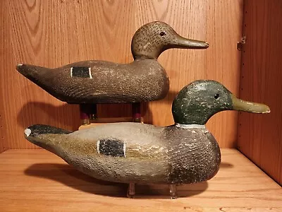 Excellent Original 1930s Tuveson Mallard Pair Wooden Duck Decoys St James MN • $36.99