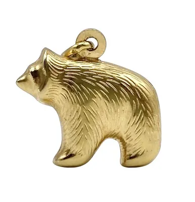 18K Yellow Gold Bear Charm Pendant • $180