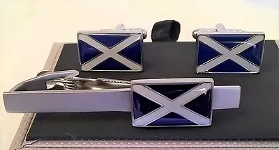 Tie Bar Or Clip & Cufflinks Set - Saltire Scotland Flag Cross Of St Andrew Tbc22 • £28.99