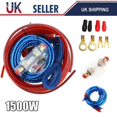 8awg Gauge Car Audio Amp Amplifier Wiring Cable Kit 1500 Watts Power Bass • £6.37