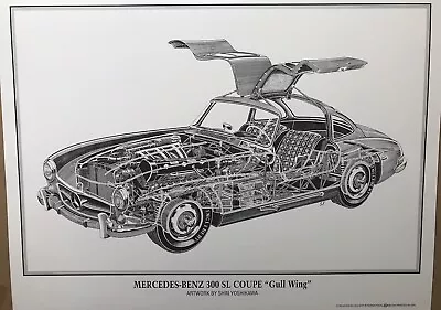 Mercedes Benz 300SL Coupe -Gull Wing -S .Yoshikawa Rare Stunning! Car Poster! • $49.95