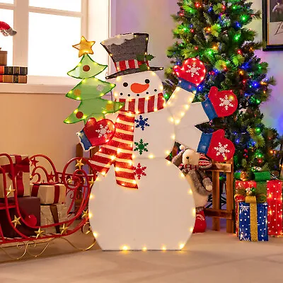 4 FT Christmas Snowman Lighted Decoration Waving Hand W/ 140 Pre-lit LED Lights • $59.99