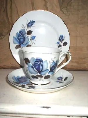 £3.50 • Buy OLD FOLEY JAMES KENT TEATIME TRIO- BLUE ROSE- Side Plate, Cup & Saucer
