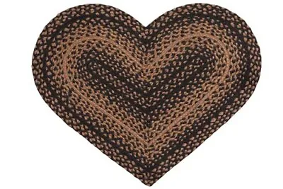 $16.13 • Buy IHF Home Decor Ebony Braided Rugs Heart Shape Jute Fabric 20  X 30 