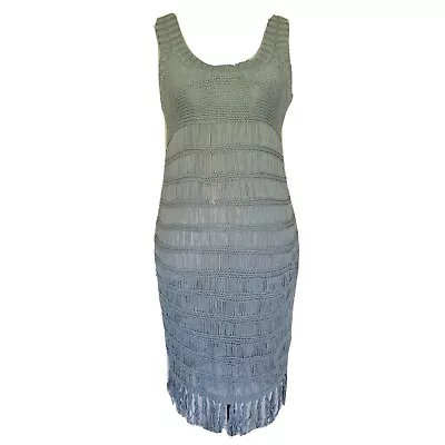 Tigerlily Womens Sleeveless Crochet Short Dress Size 8 Grey Beach Boho Festival • $19.95