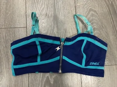 Womens Zumba Blue Bra Top Fitness Gym Training Crop Dance Jazz Size 6 8 10 12 • £5.99