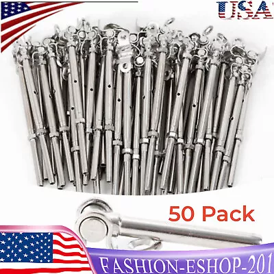 50* 3/16  T316 Stainless Steel Cable Railing Hardware Turnbuckle Tensioner Set • $197.40