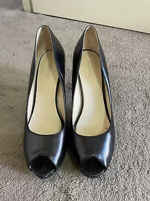 Nine West Black Leather Peeptoe Pump - Size 9 • $22.50