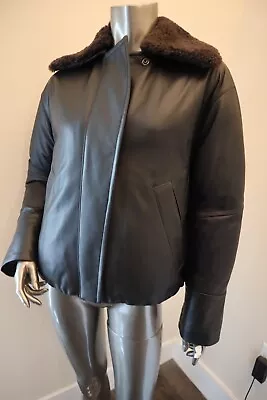 VINCE Lambskin Leather Down Jacket Shearling Removeable Collar Small New $1495 • $688.96