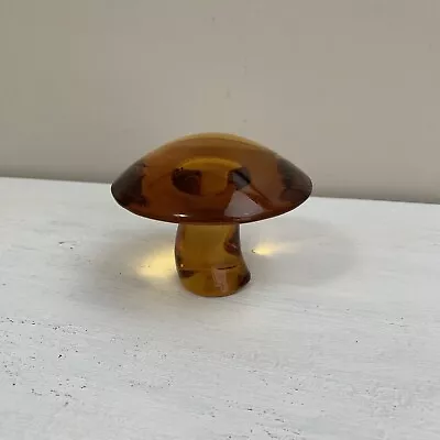 Vintage Viking Glass Mushroom Paperweight Amber 3.5”-Hand Made • $259