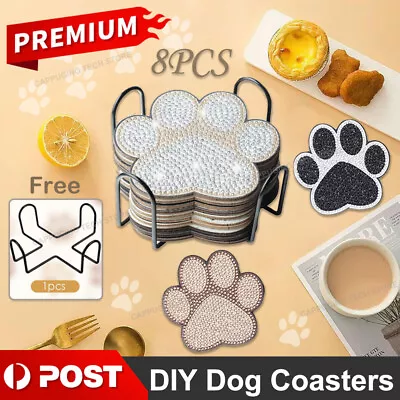 DIY Diamond Dot Art Coasters Cat Paw Diamond Painting Coasters Painting Kits AUS • $17.59