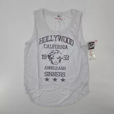 New Marilyn Monroe Shirt Womens Small White Purple Spell Out Tank Top Sleeveless • $2.49